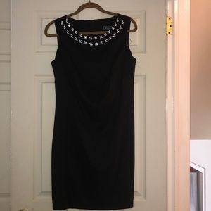 Black beaded cocktail dress
